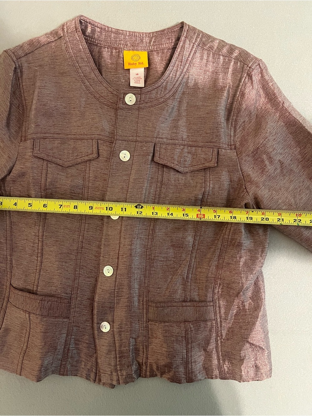 Ruby Rd. Metallic Rose-Brown Button Jacket - Picture 5 of 6